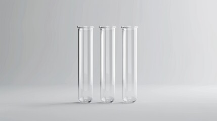 3D render of an empty test tube isolated on a white background