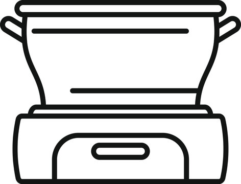 recommend clip art: Simple line icon of a modern electric multi cooker simmering food