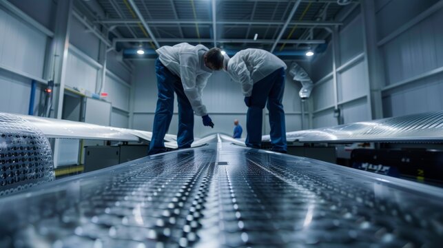 Advanced Manufacturing Engineers Working with Carbon Fiber Composites for Aircraft Structures