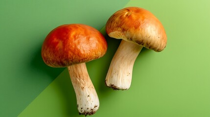 Mushroom on green and spring green background