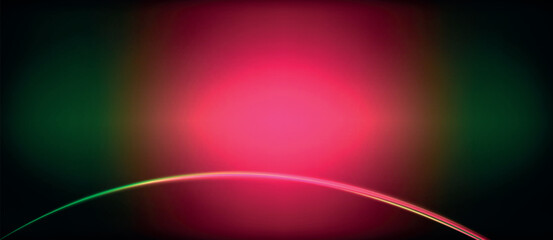 Neon glowing circle rays, light round lines in the dark, planet style neon wave lines. Energetic electric concept design for wallpaper, banner, background