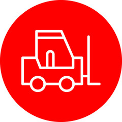 Forklift Vector Line White Circle Red