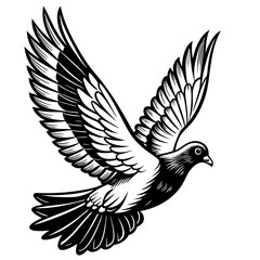 realistic flying pigeon