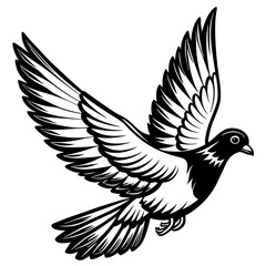 realistic flying pigeon