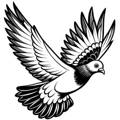realistic flying pigeon