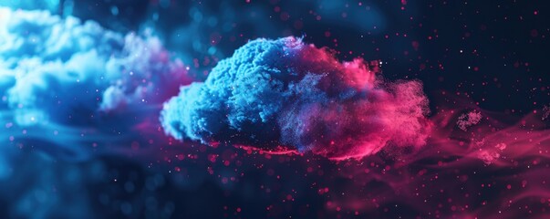 Naklejka premium Cloud connection for transfer data on internet , technology concept panorama. Generative AI.