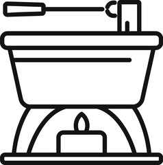 Obraz premium Classic fondue pot is being heated by a small candle, ready for dipping various treats