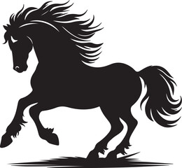 Vector silhouette horse in black and white