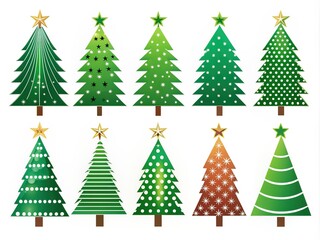 Christmas tree icon set. Vector illustration of pine silhouette