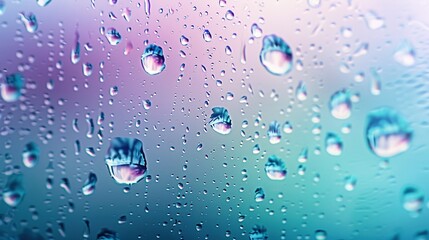 Water Droplets on blue and green background. Created with Generative AI