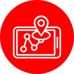 Gps Navigation Vector Line White Circle Red