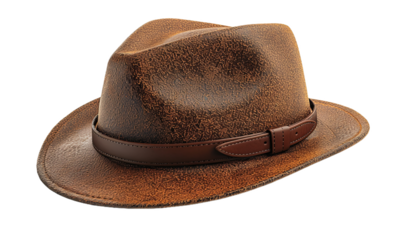 Classic retro hat. Brown leather headdress made of expensive fabric for elegance fashionable gentleman