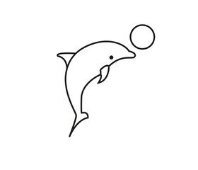 vector hand drawn dolphin outline illustration