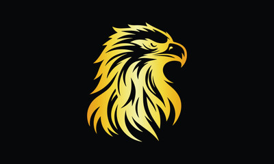 Obraz premium Eagle Vector Illustration Set, Black Silhouettes, Golden Eagle, Golden Eagle Bird Logo Design Premium Vector