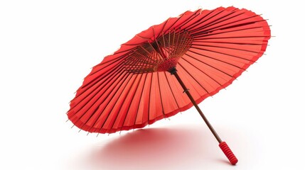 Paper Chinese umbrella isolated on a white background