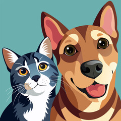 How a vector illustration of a dog and a cat can become a symbol of friendship on a poster for National Friendship Day
