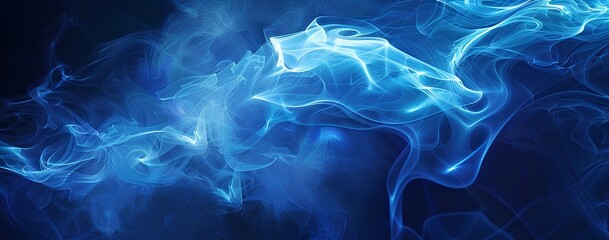 abstract blue smoke background. An abstract background in the style of blue fire with glowing neon lights, a dark blue background with copy space. An abstract wallpaper design for brochures, covers, c