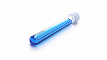 Fototapeta premium Test tube containing blue liquid isolated on a white background