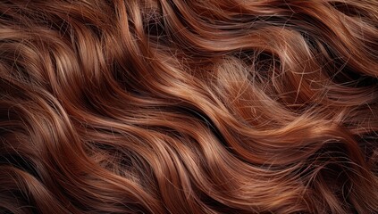 Naklejka premium Beautiful brown hair texture, long wavy hair.
