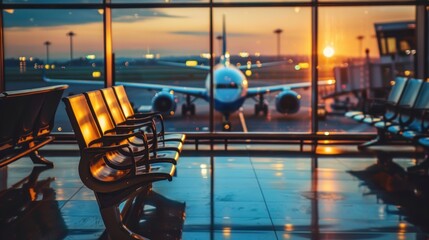 Airplane Waiting Area at Sunset