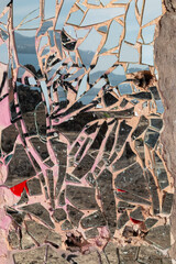 Detail of graffiti and mirror mosaic, Spain