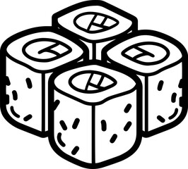 Line Art Illustration of Sushi