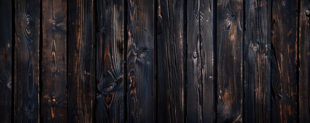 Obraz premium Dark wood texture background, panorama. Generative AI.