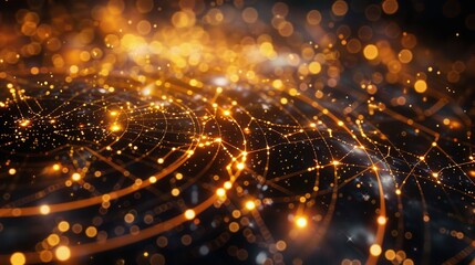 A bright orange and black image with a lot of dots and lines. The dots are scattered all over the image, creating a sense of chaos and confusion. The lines are also present