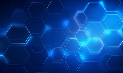 Blue background with a hexagon outline vector illustration. Digital technology and science concept, blue color, flat design, simple geometric shapes, abstract style, without any text or letters