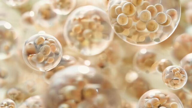 Adipocytes, also known as lipocytes and fat cells, are the cells that primarily compose adipose tissue, close-up view of cells.
