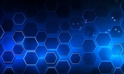 Blue background with a hexagon outline vector illustration. Digital technology and science concept, blue color, flat design, simple geometric shapes, abstract style, without any text or letters