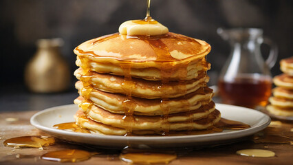 stack of pancakes with syrup