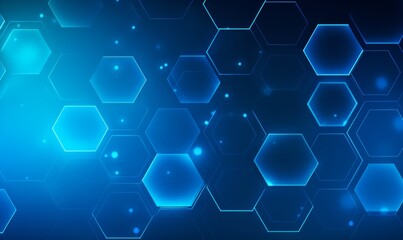 Blue background with a hexagon outline vector illustration. Digital technology and science concept, blue color, flat design, simple geometric shapes, abstract style, without any text or letters