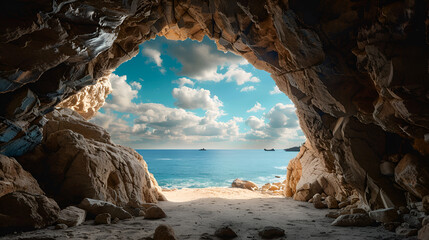 Empty cave looking out
