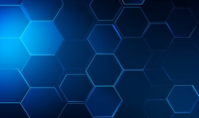 Blue background with a hexagon outline vector illustration. Digital technology and science concept, blue color, flat design, simple geometric shapes, abstract style, without any text or letters