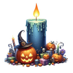 Halloween Candle Watercolor Clipart
