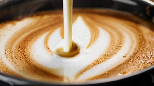 Pouring Milk Into a Cup of Coffee