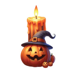 Halloween Candle Watercolor Clipart
