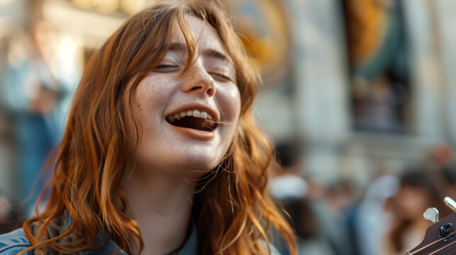 Jeune fille chantant &agrave; l'&eacute;glise de tout son coeur, adolescente avec une passion d&eacute;vorante pour la musique et le chant, chorale en loisir