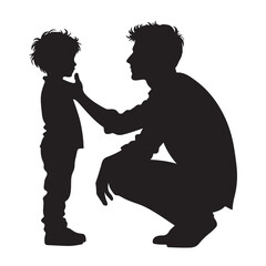 father and son silhouette vector