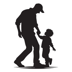 father and son silhouette vector