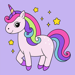 Cute Unicorn Vector Illustration: Cartoon, Clipart, and Line Art Design