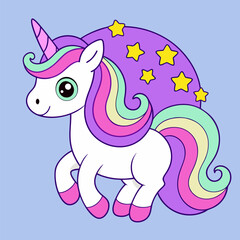 Cute Unicorn Vector Illustration: Cartoon, Clipart, and Line Art Design