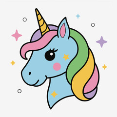 Cute Unicorn Vector Illustration: Cartoon, Clipart, and Line Art Design