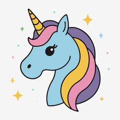 Cute Unicorn Vector Illustration: Cartoon, Clipart, and Line Art Design