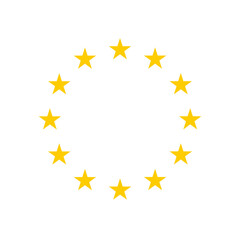 stars of the flag of Europe in the colors of the stars of the european flag, isolated circle of stars