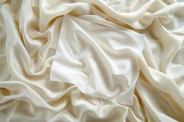 Obraz premium Elegant Silk Background with Blank Space for Copy, Abstract Cream Fabric Texture, Smooth Satin Sheet