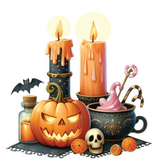 Halloween Candle Watercolor Clipart