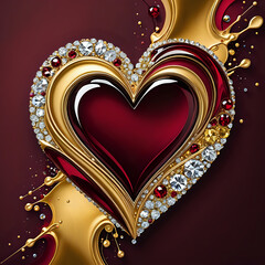 Abstraktion Rubinherz auf Burgund 1x1. Hintergrund f&uuml;r das Design 1.