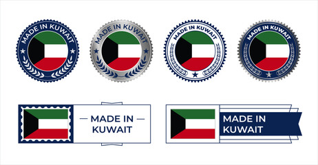 Kuwait Flag Stamp. Made in Stamp Isolated in White Background. Symbol, Vector, Icon, Illustration.